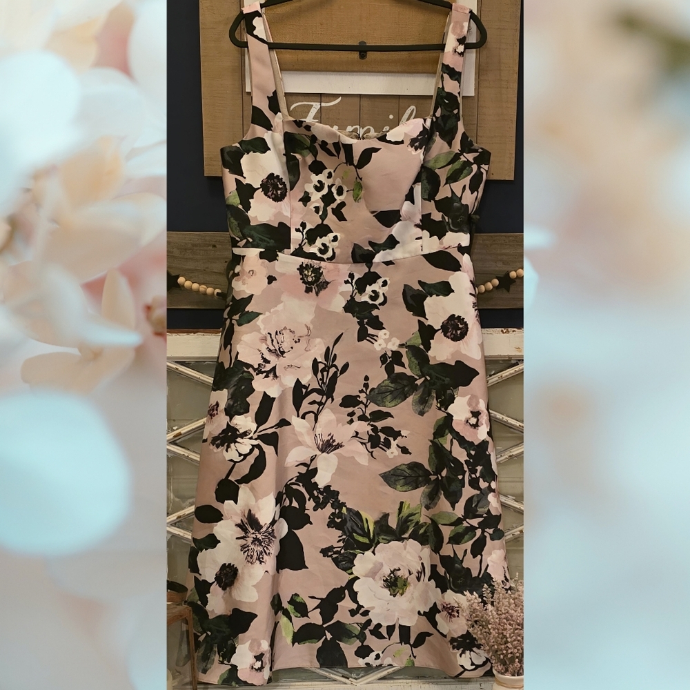 Adrianna Papell Mikado Retro Floral Midi Dress - Size 16